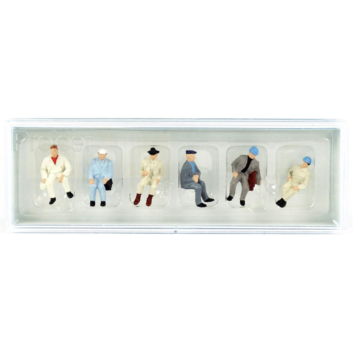 Preiser 14145 1/87 Ölçek, Oturan İşciler, Boyanmış Plastik Figürleri, 6 Adet