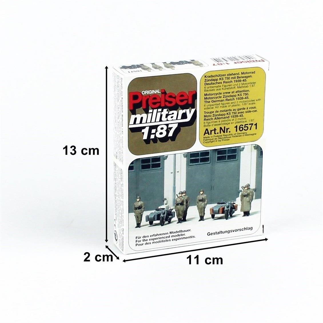 Preiser 16571 1/87 Ölçek Motorsikletli Asker Figürleri