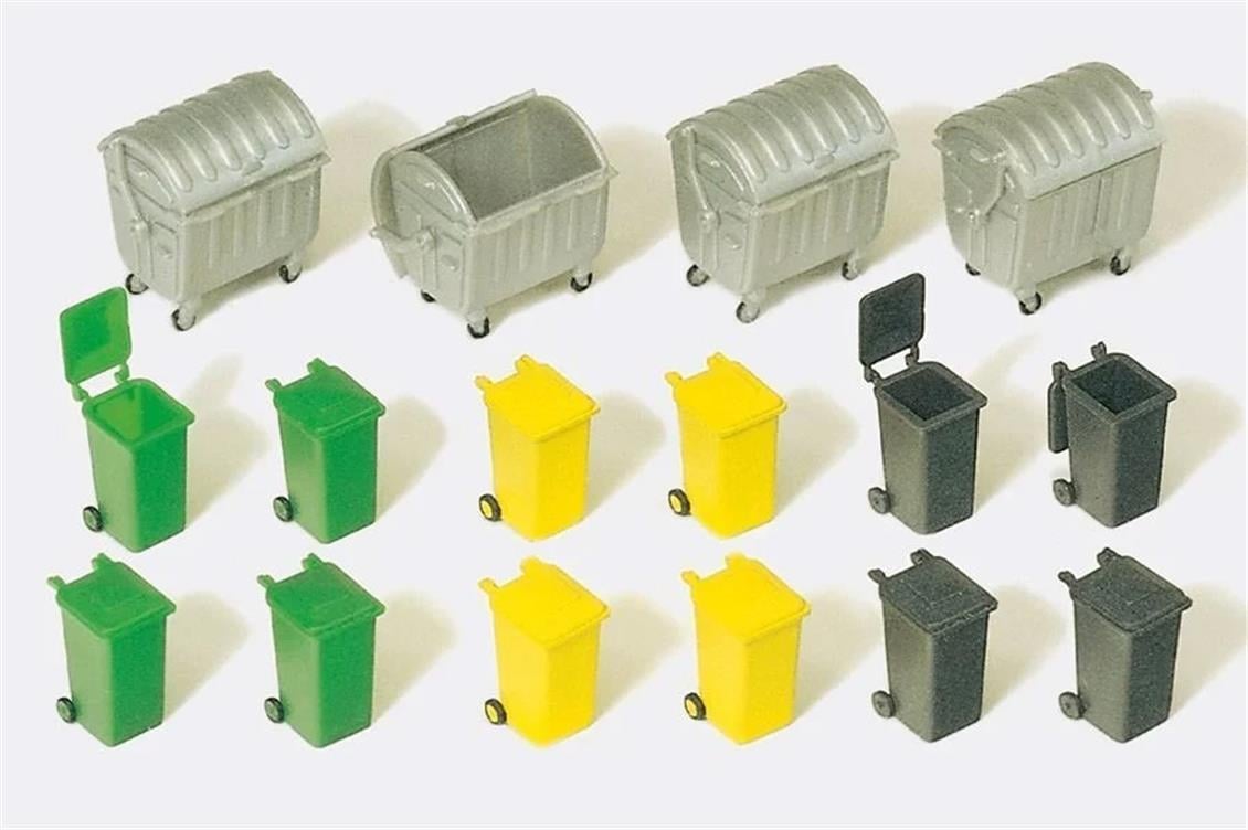 Preiser 17202 1/87 Ölçek çöp bidonları ve çöp konteynırları Figürleri