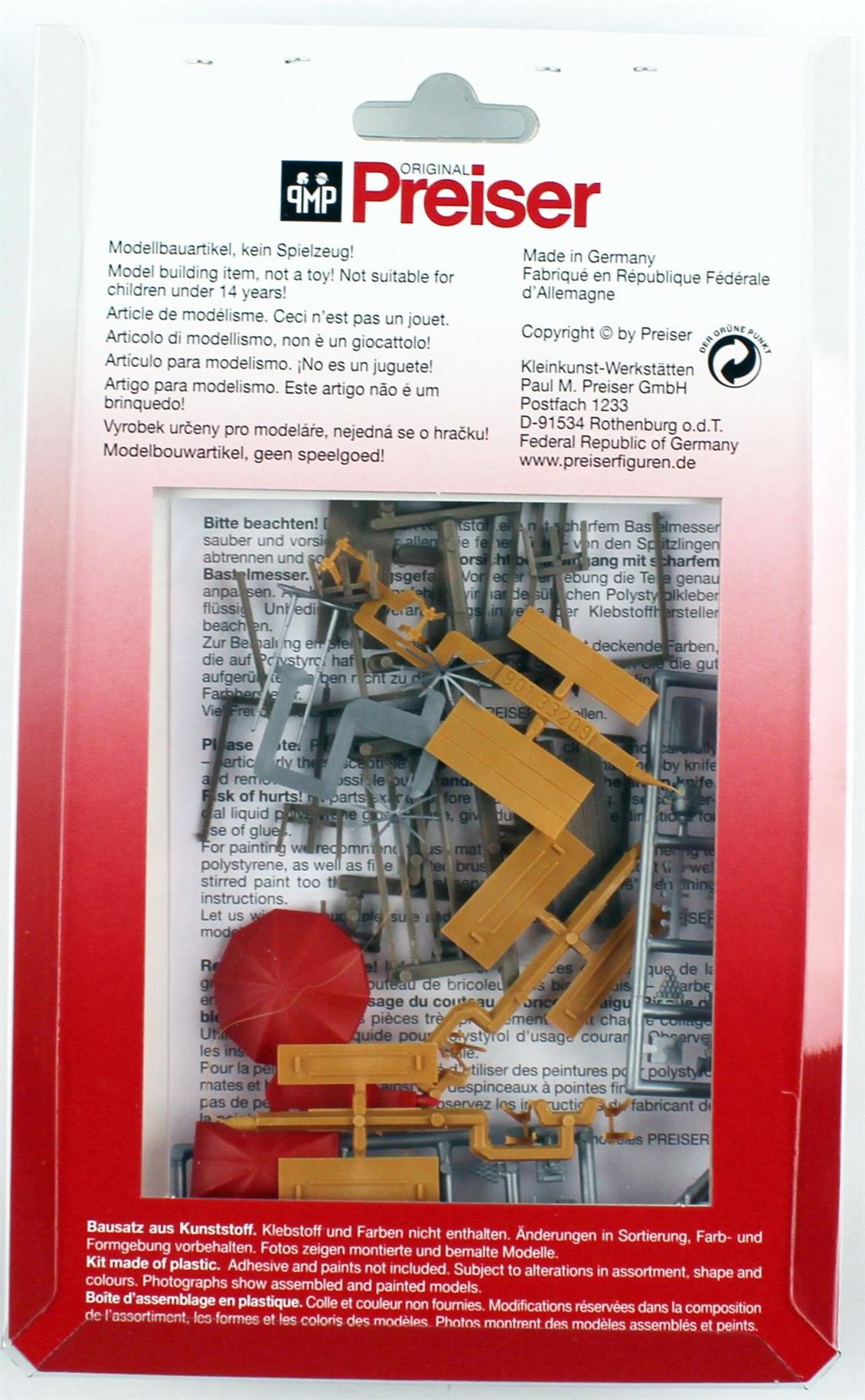 Preiser 17500 1/87 Ölçek Satış Tezgahları, Şemsiyeler ve Masalar Figürleri