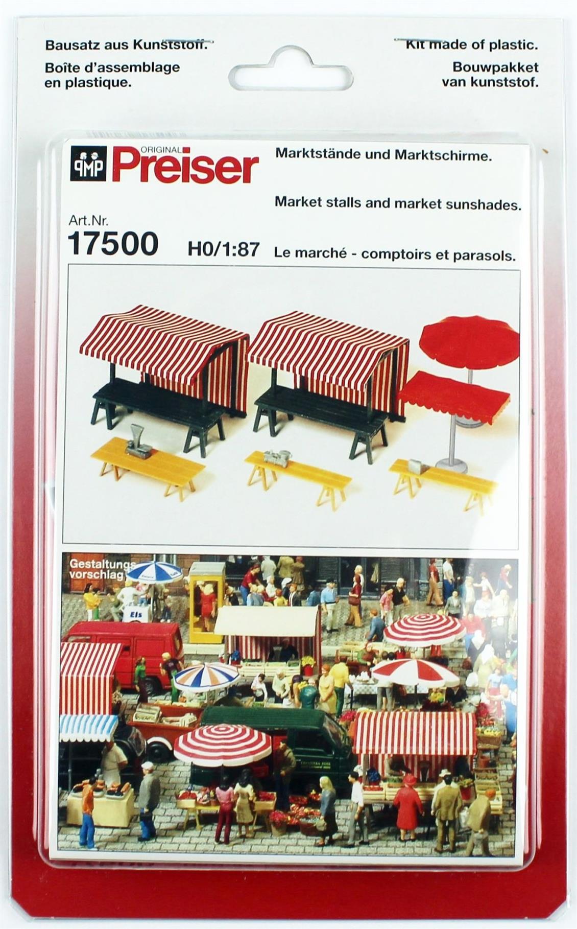 Preiser 17500 1/87 Ölçek Satış Tezgahları, Şemsiyeler ve Masalar Figürleri