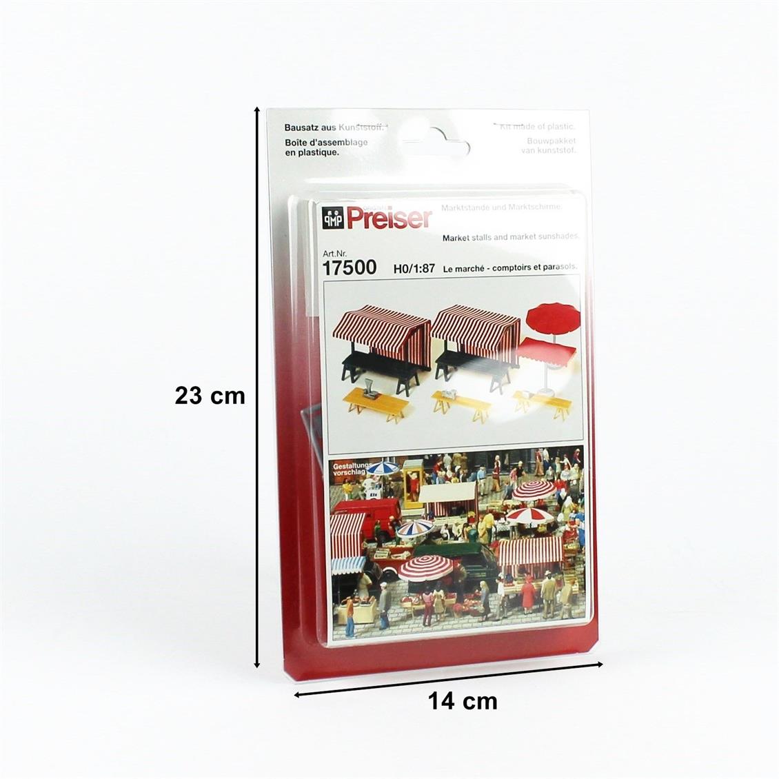 Preiser 17500 1/87 Ölçek Satış Tezgahları, Şemsiyeler ve Masalar Figürleri