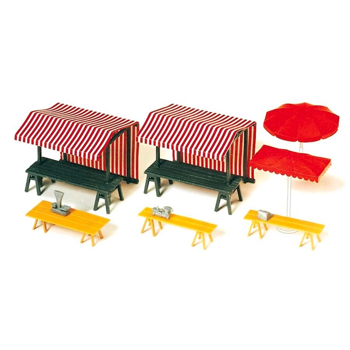 Preiser 17500 1/87 Ölçek Satış Tezgahları, Şemsiyeler ve Masalar Figürleri