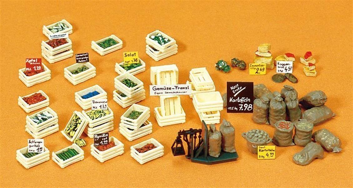 Preiser 17501 1/87 Ölçek meyve-sebze kasaları ve torbalar Figürleri