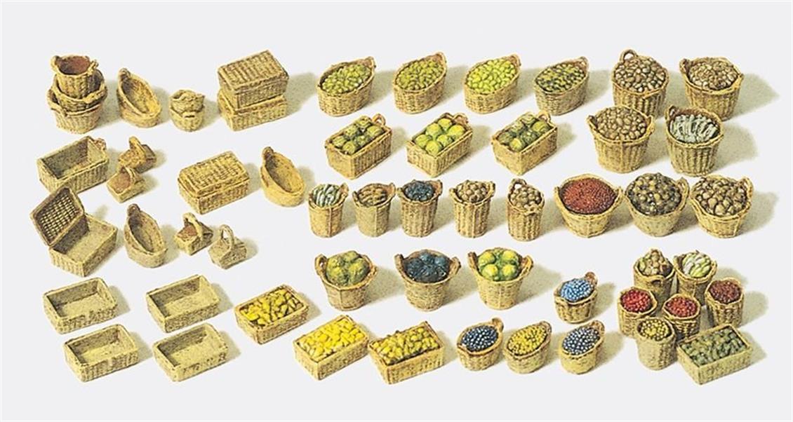 Preiser 17502 1/87 Ölçek çeşitli ebatlarda meyve-sebze kasaları Figürleri