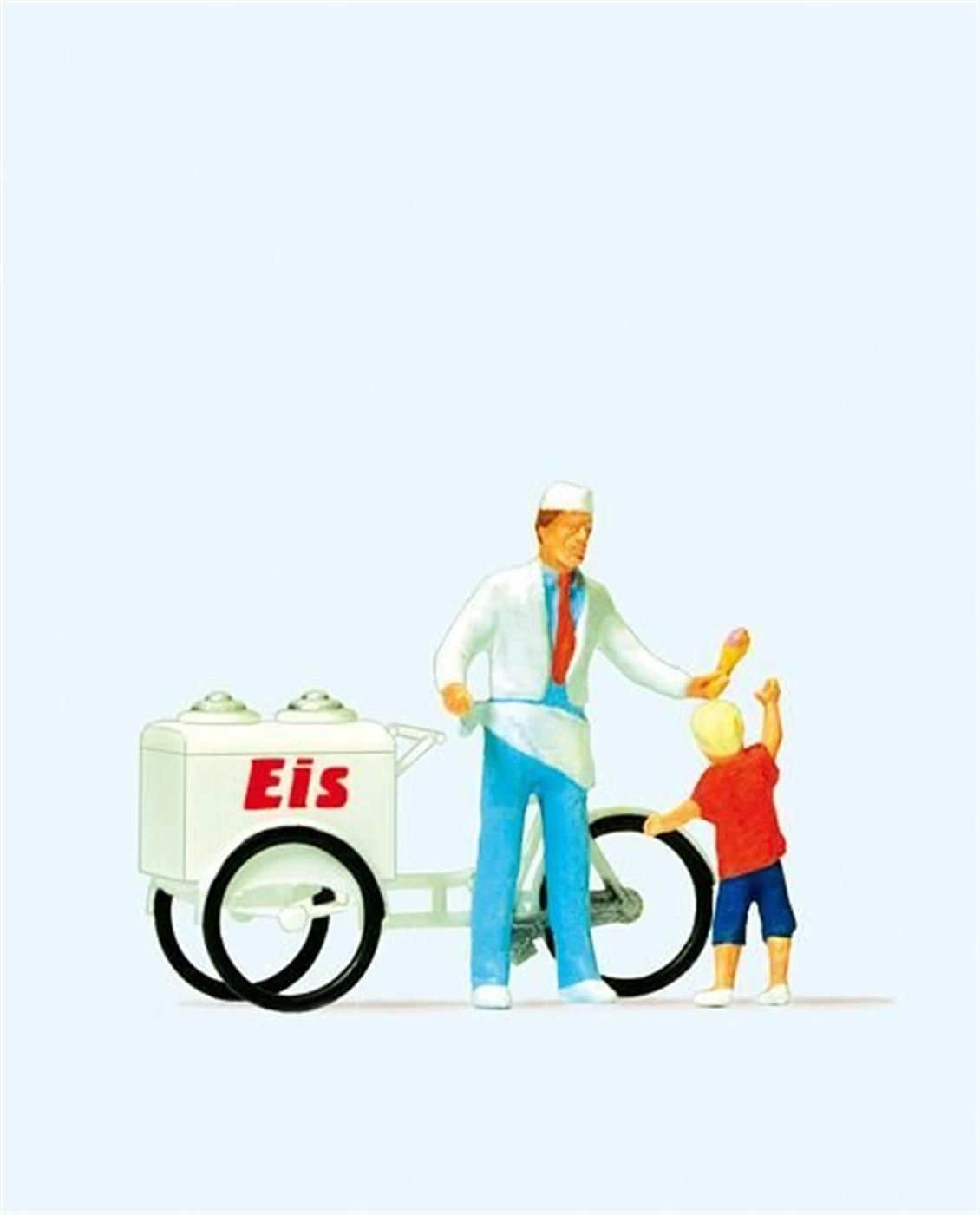 Preiser 28126 1/87 Ölçek Arabalı Dondurmacı ve Çocuk Figürü