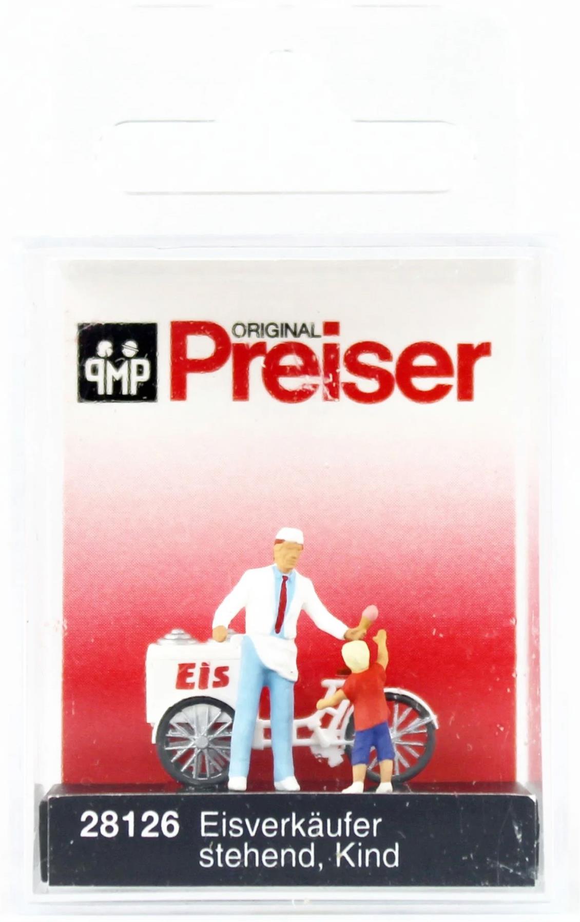 Preiser 28126 1/87 Ölçek Arabalı Dondurmacı ve Çocuk Figürü