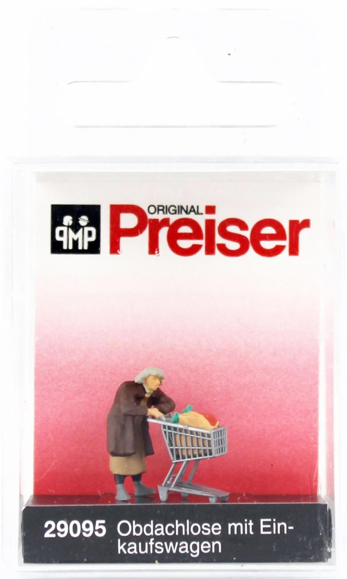 Preiser 29095 1/87 Ölçek Market Arabalı Evsiz İnsan Figürü