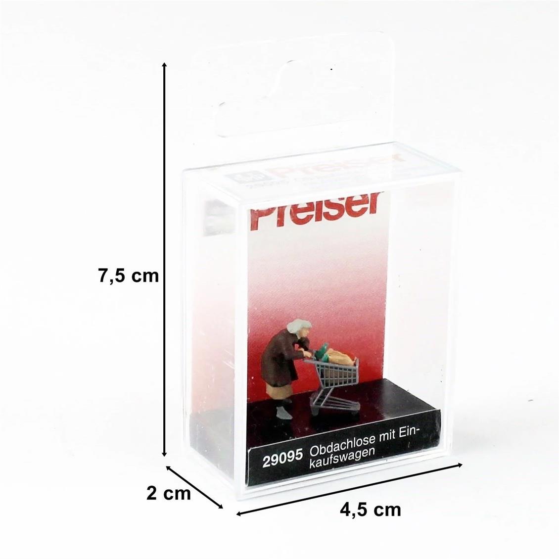 Preiser 29095 1/87 Ölçek Market Arabalı Evsiz İnsan Figürü