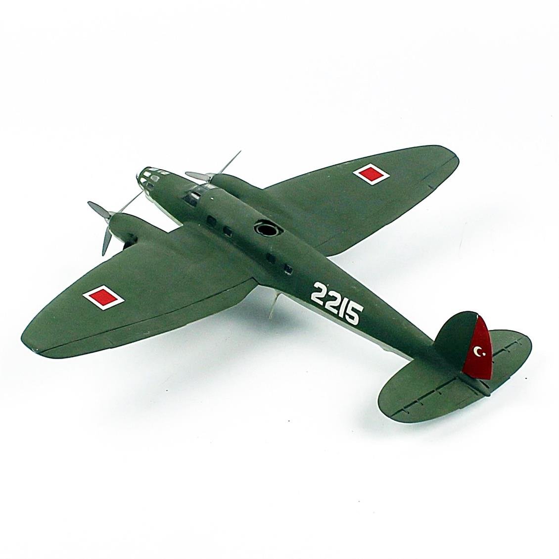 QD187 1/72 Ölçek, HE-111 E, Türk Hv. Kuv., Sergilemeye Hazır Savaşl Uçağı Modeli