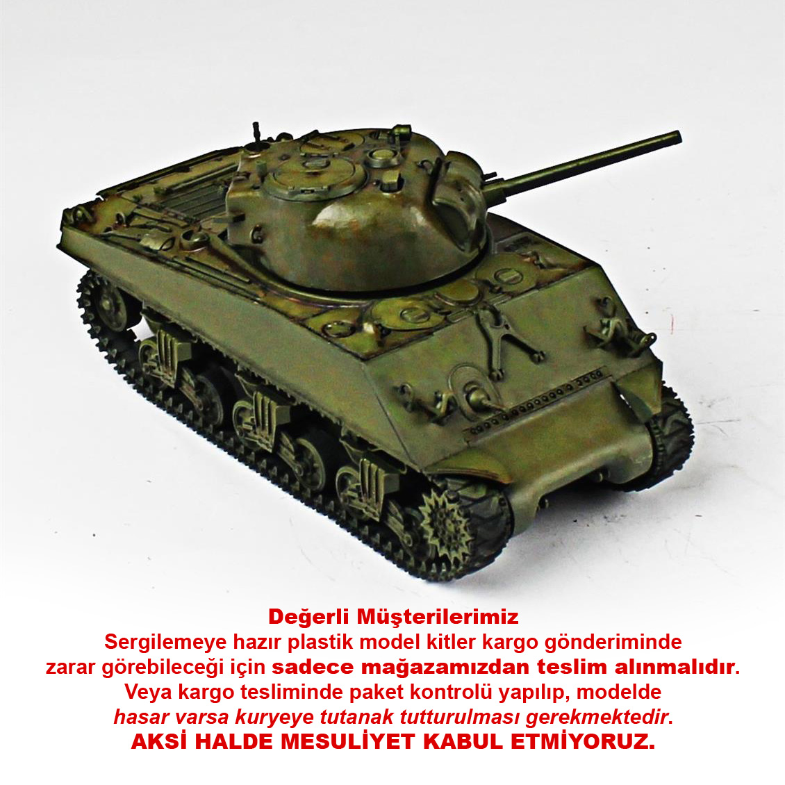 QD277 1/35 M4 Sherman, Tamiya, Sergilemeye Hazır Plastik Tank Maketi