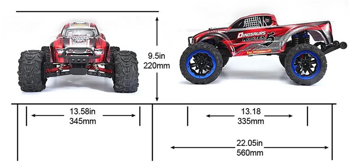 Remo 8035 1/8 Elektrikli 4WD Off Road Monster Truck (Dinosaurs Master) Kırmızı Kaportalı, Fırçasız Motorlu, 7.4V 4200Mah Li-Po