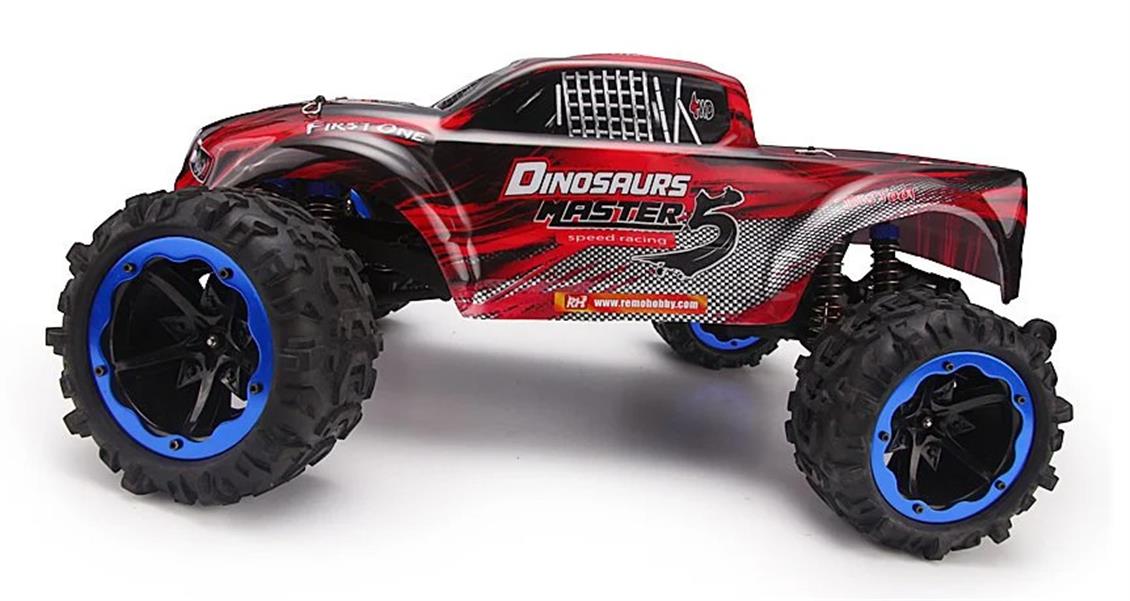 Remo 8035 1/8 Elektrikli 4WD Off Road Monster Truck (Dinosaurs Master) Kırmızı Kaportalı, Fırçasız Motorlu, 7.4V 4200Mah Li-Po