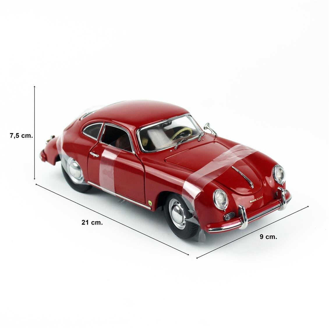 Sunstar 1350 1/18 Ölçek, 1957 Porsche 356A 1500 GS Carrera GT, Polyantha Kırmızı, Sergilemeye Hazır Metal Araba Modeli