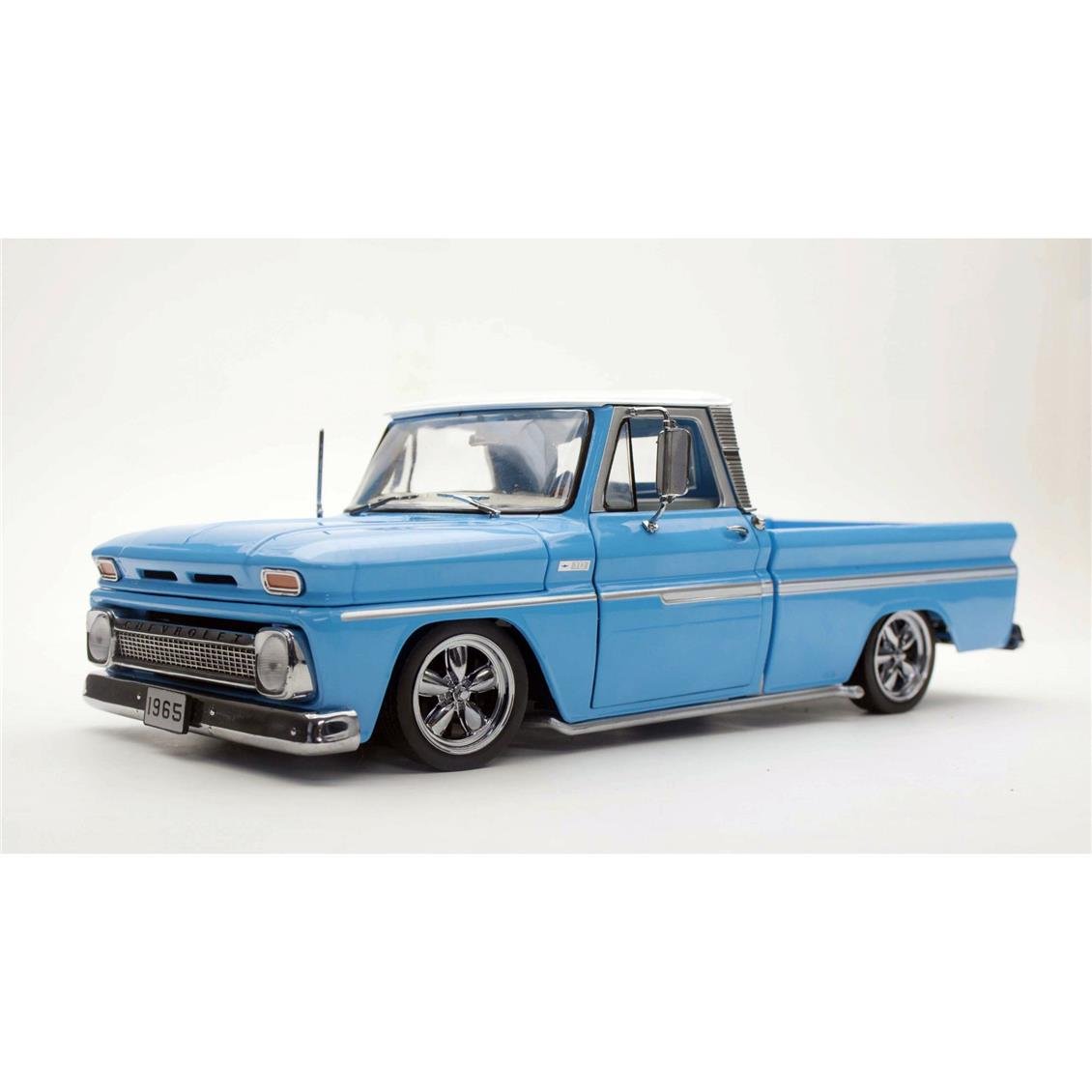 Sunstar 1366 1/18 Ölçek, 1965 Chevrolet C-10 Styleside Alçaltılmış Kamyonet, Mavi, Sergilemeye Hazır Metal Kamyonet Modeli