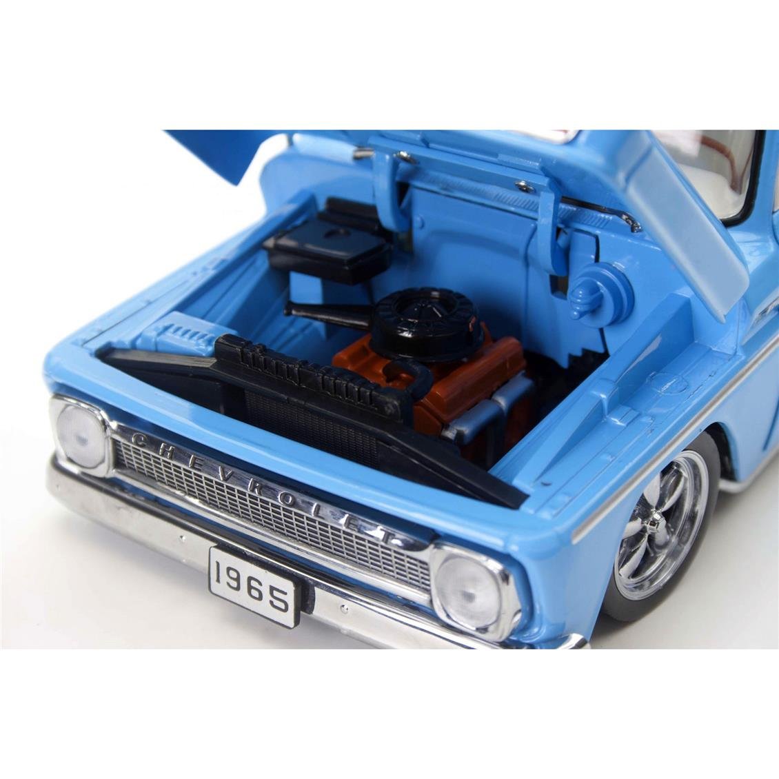 Sunstar 1366 1/18 Ölçek, 1965 Chevrolet C-10 Styleside Alçaltılmış Kamyonet, Mavi, Sergilemeye Hazır Metal Kamyonet Modeli