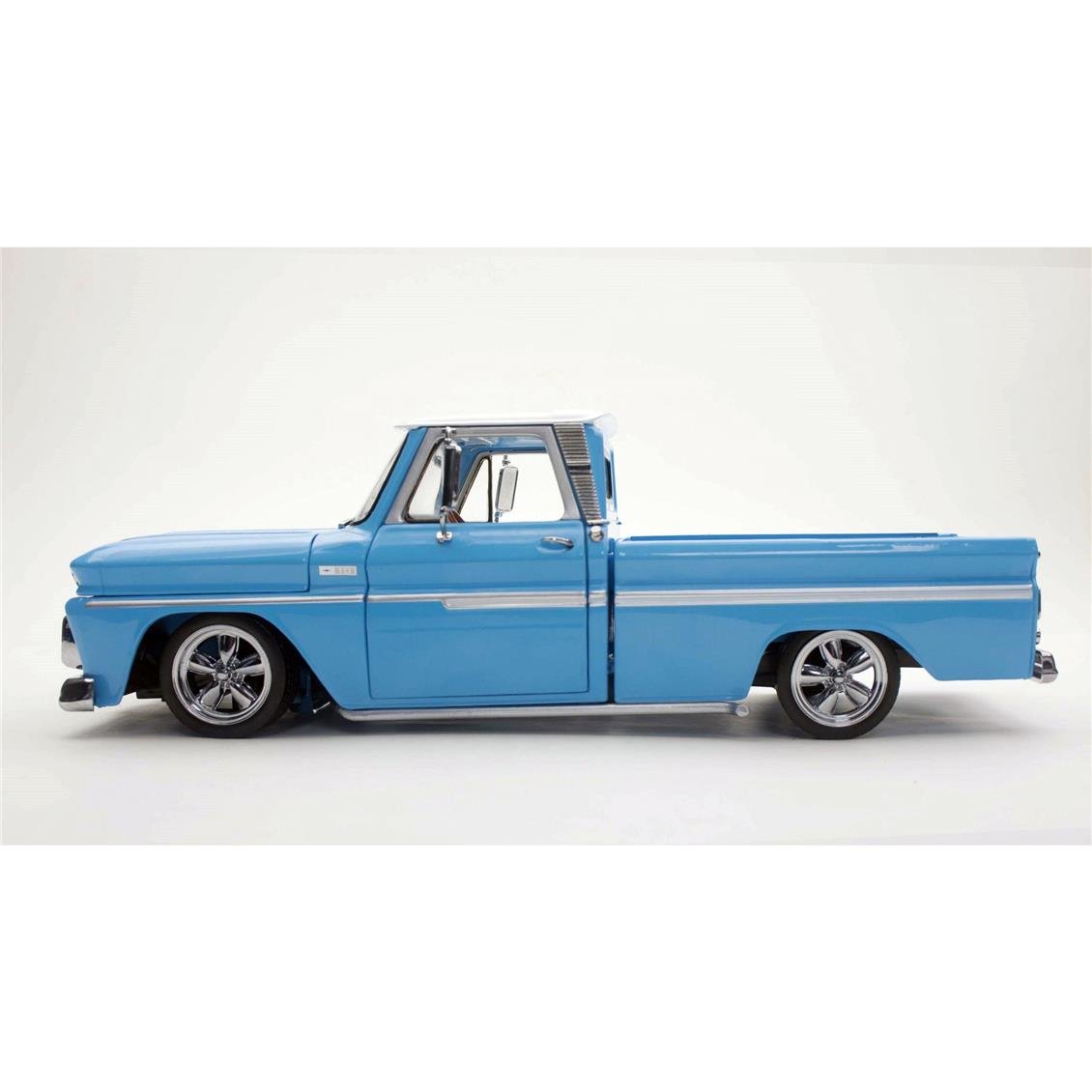 Sunstar 1366 1/18 Ölçek, 1965 Chevrolet C-10 Styleside Alçaltılmış Kamyonet, Mavi, Sergilemeye Hazır Metal Kamyonet Modeli