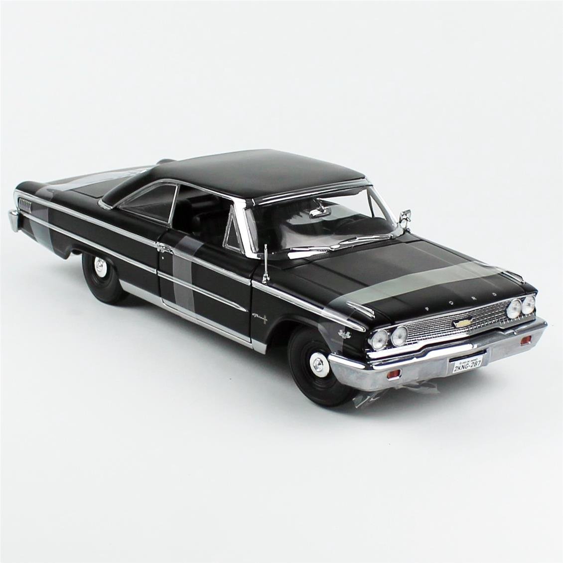 Sunstar 1475 1/18 Ölçek, 1963 Ford Galaxie 500/XL Hardtop, Yarı Mat Siyah, Sergilemeye Hazır Metal Araba Modeli