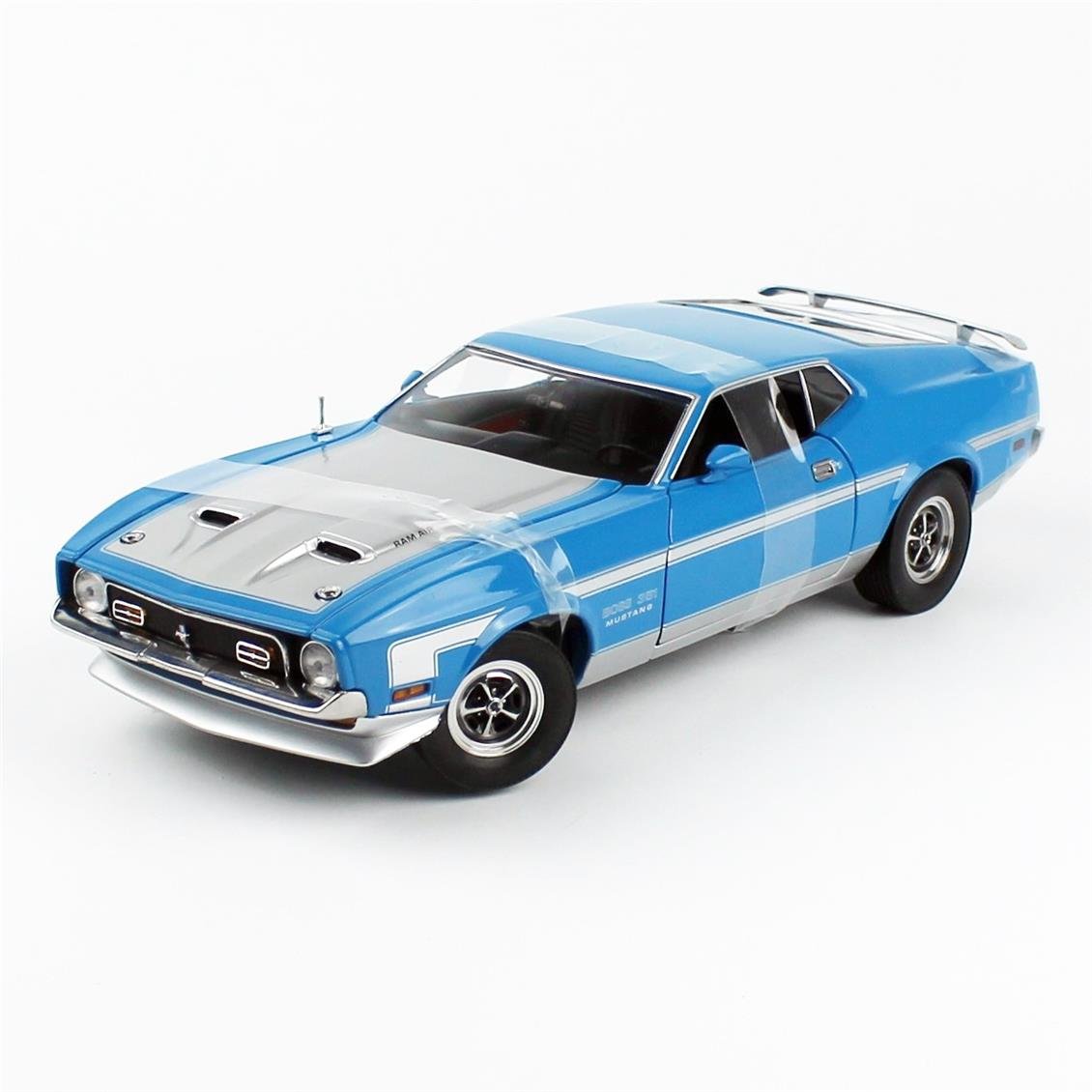 Sunstar 3628 1/18 Ölçek, 1971 Ford Mustang BOSS 351, Mavi, Sergilemeye Hazır Metal Araba Modeli