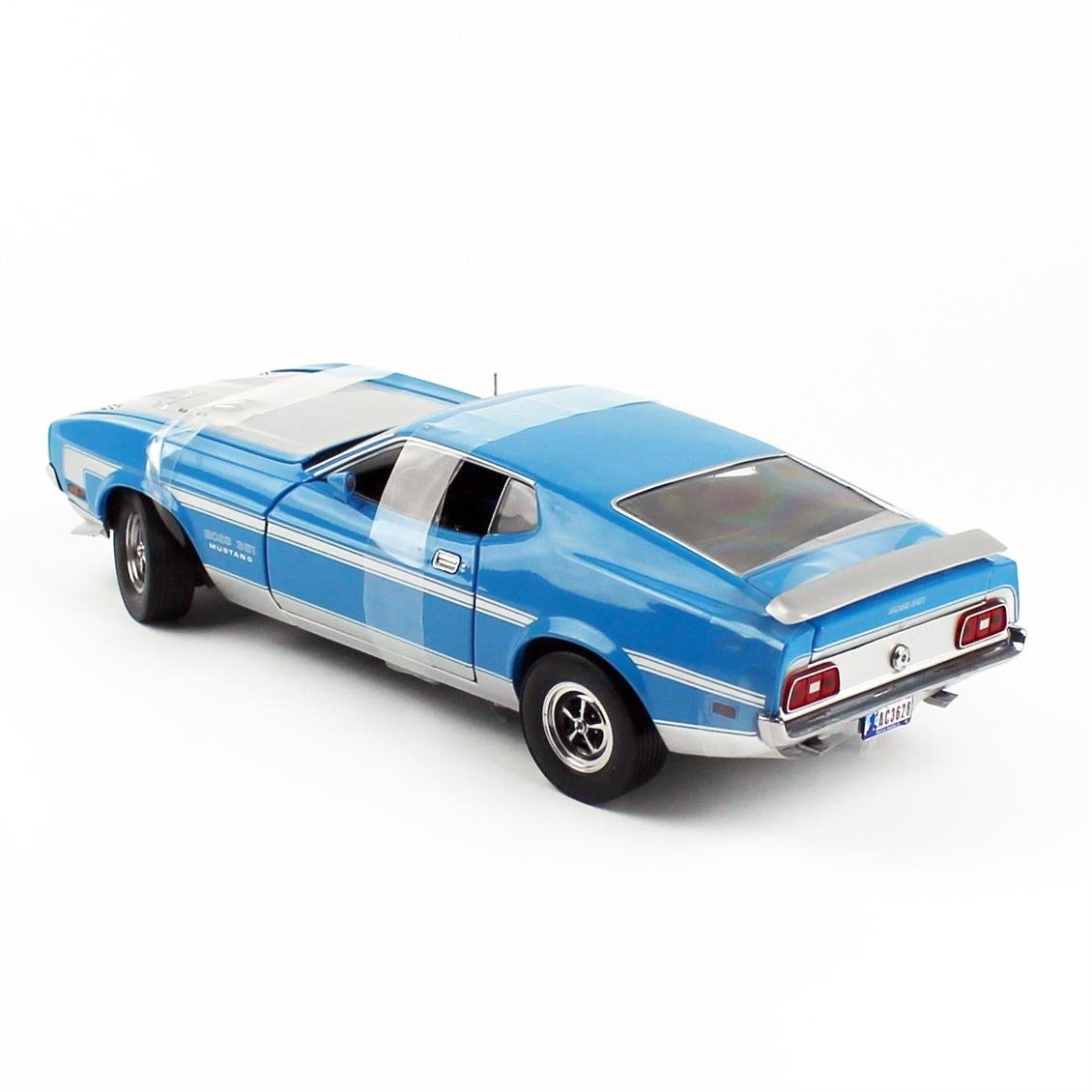 Sunstar 3628 1/18 Ölçek, 1971 Ford Mustang BOSS 351, Mavi, Sergilemeye Hazır Metal Araba Modeli