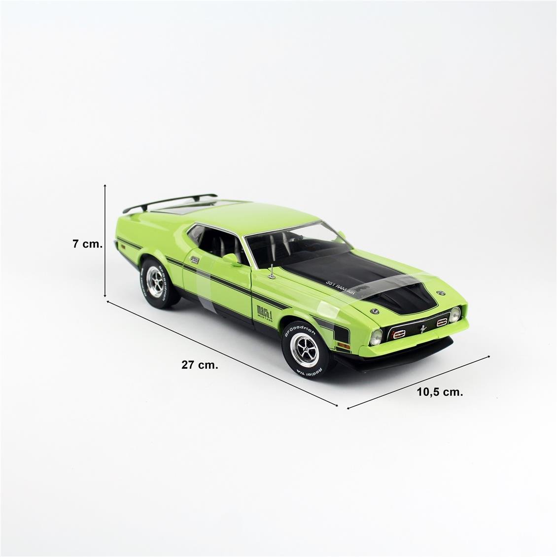 Sunstar 3638 1/18 Ölçek, 1971 Ford Mustang BOSS 351, Limon, Sergilemeye Hazır Metal Araba Modeli