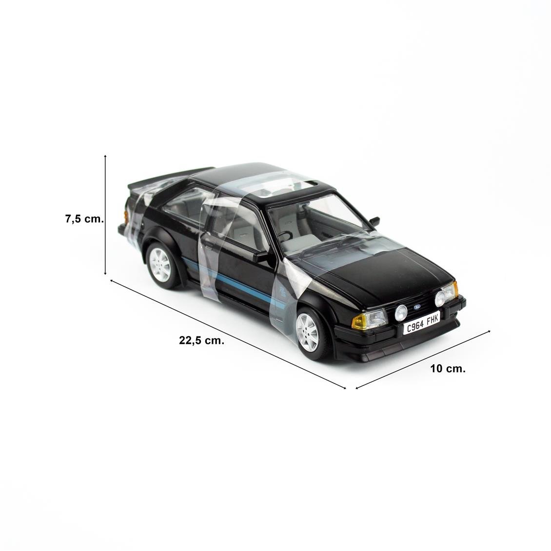 Sunstar 4964 1/18 Ölçek, 1984 Ford Escort RS Turbo, Siyah, Sergilemeye Hazır Metal Araba Modeli