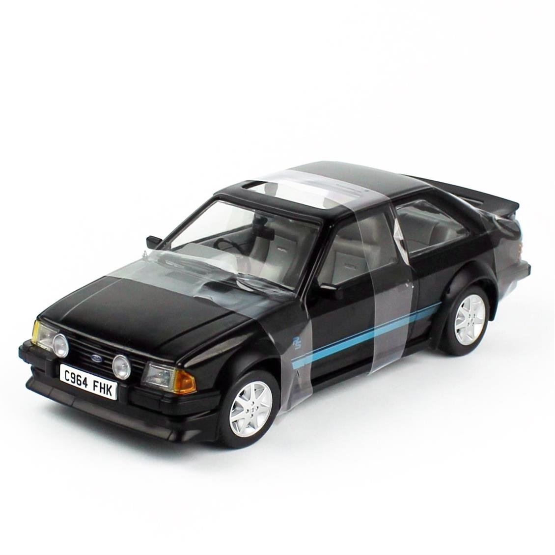 Sunstar 4964 1/18 Ölçek, 1984 Ford Escort RS Turbo, Siyah, Sergilemeye Hazır Metal Araba Modeli