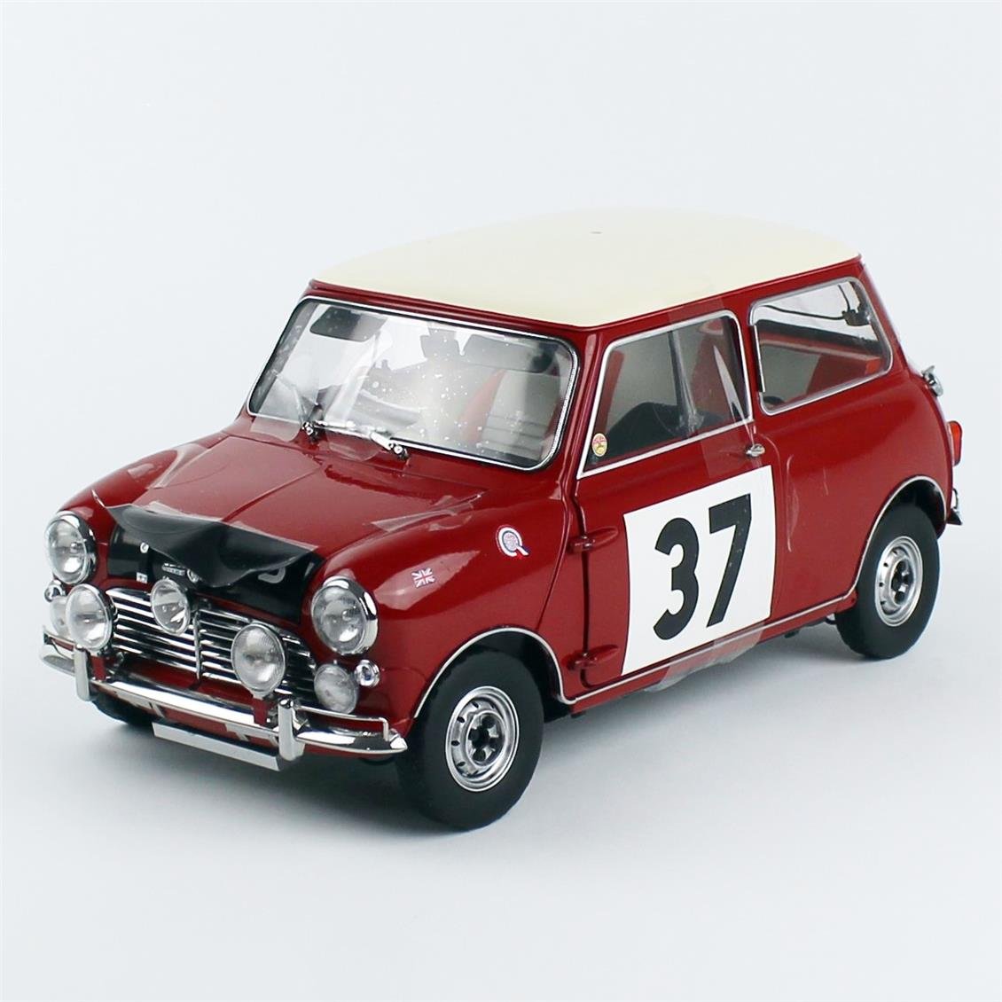 Sunstar 5326 1/12 Ölçek, Mini Cooper S - 37 P.Hopkirk/H. Liddon, Winner Rally Monaco 1964, Sergilemeye Hazır Metal Araba Modeli