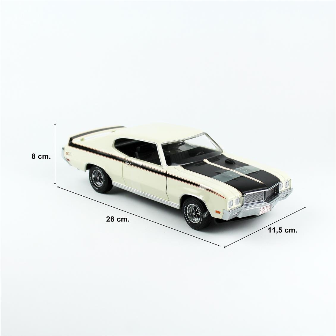 Sunstar 5701 1/18 Ölçek, 1970 Buick GSX, Beyaz, Sergilemeye Hazır Metal Araba Modeli