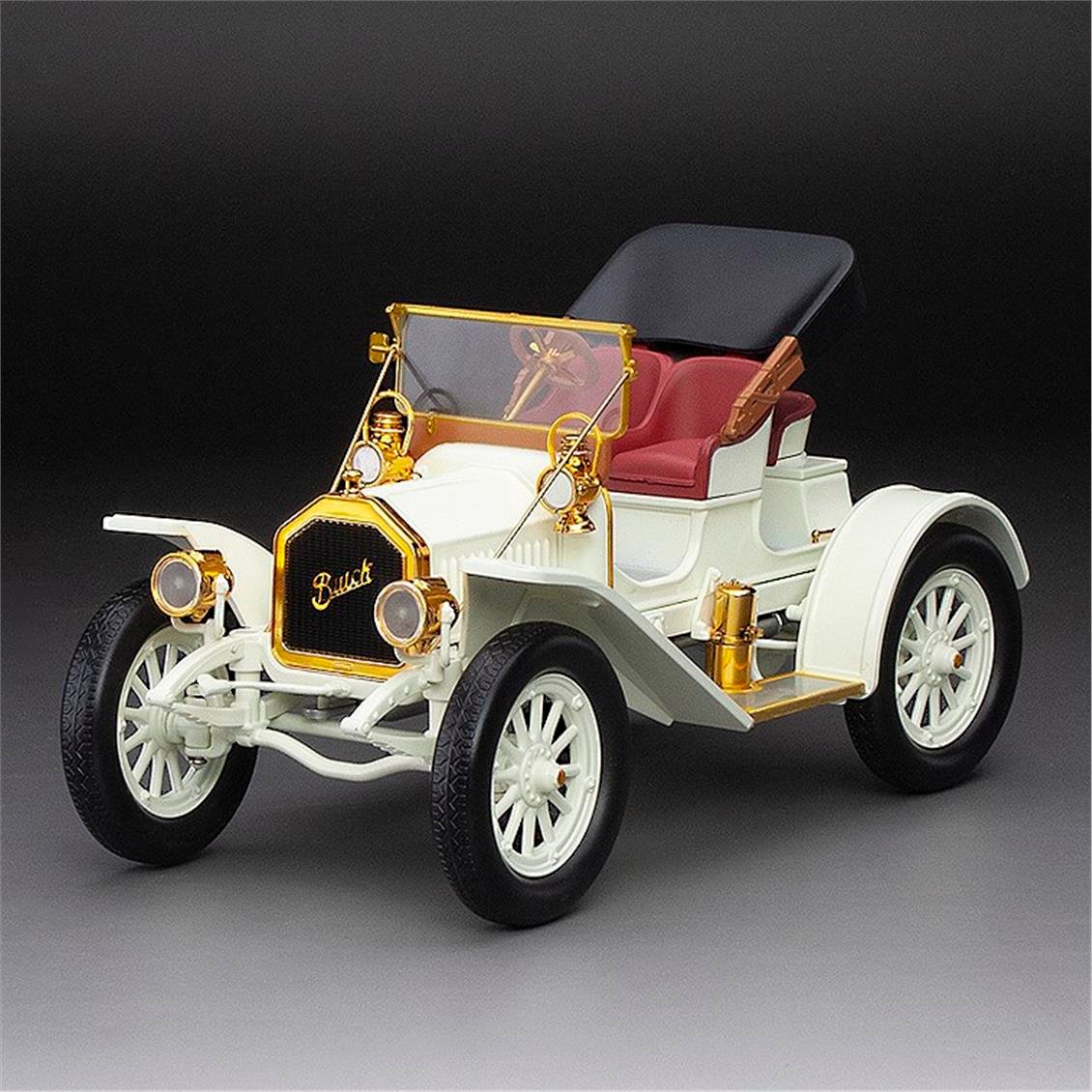 Sunstar 5726 1/18 Ölçek, 1908 Buick Model 10, Beyaz, Sergilemeye Hazır Metal Araba Modeli
