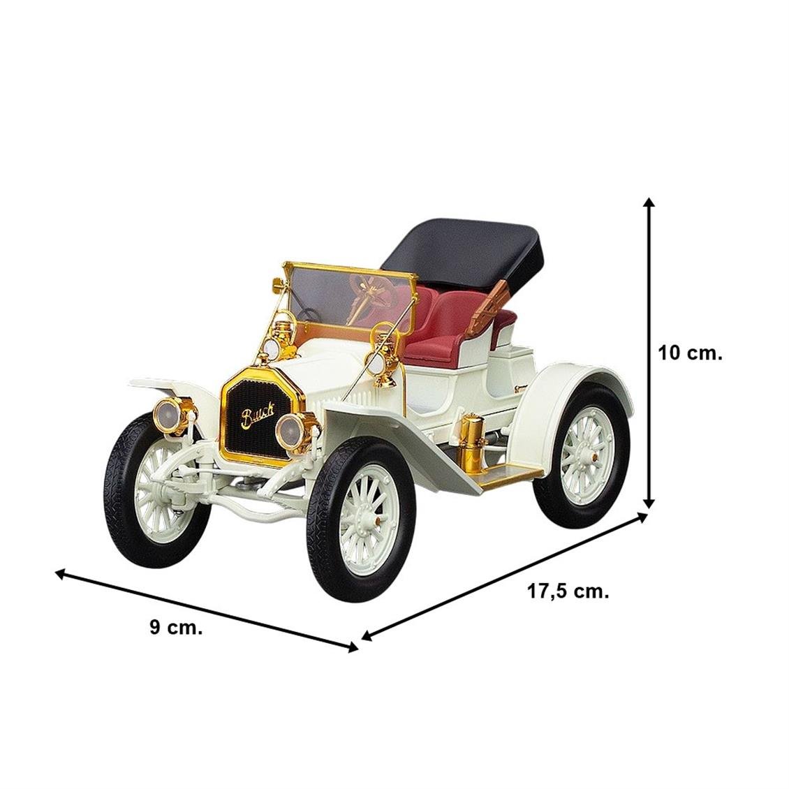 Sunstar 5726 1/18 Ölçek, 1908 Buick Model 10, Beyaz, Sergilemeye Hazır Metal Araba Modeli