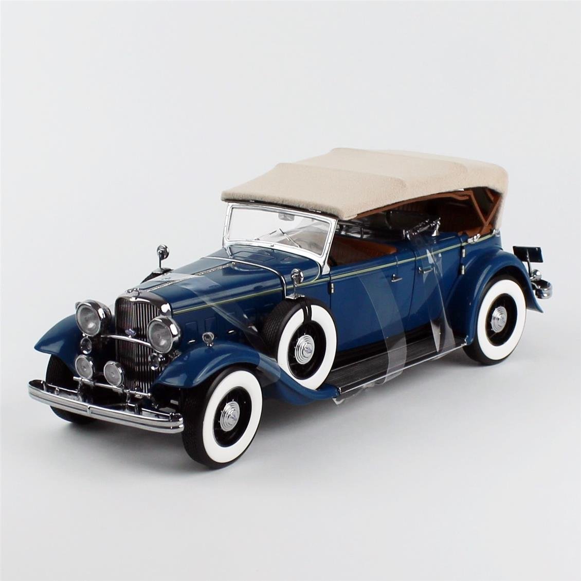 Sunstar 6169 1/18 Ölçek, 1932 Ford Lincoln KB Top Up, Dido Mavi, Sergilemeye Hazır Metal Araba Modeli