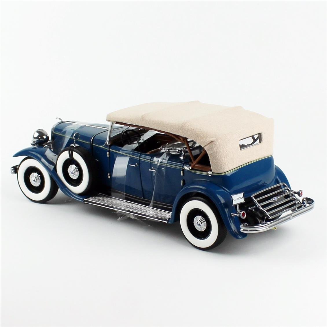Sunstar 6169 1/18 Ölçek, 1932 Ford Lincoln KB Top Up, Dido Mavi, Sergilemeye Hazır Metal Araba Modeli