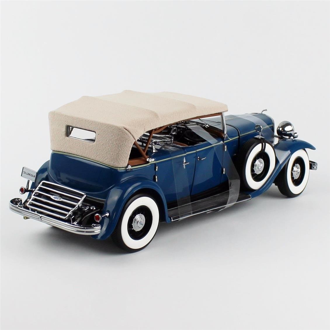 Sunstar 6169 1/18 Ölçek, 1932 Ford Lincoln KB Top Up, Dido Mavi, Sergilemeye Hazır Metal Araba Modeli