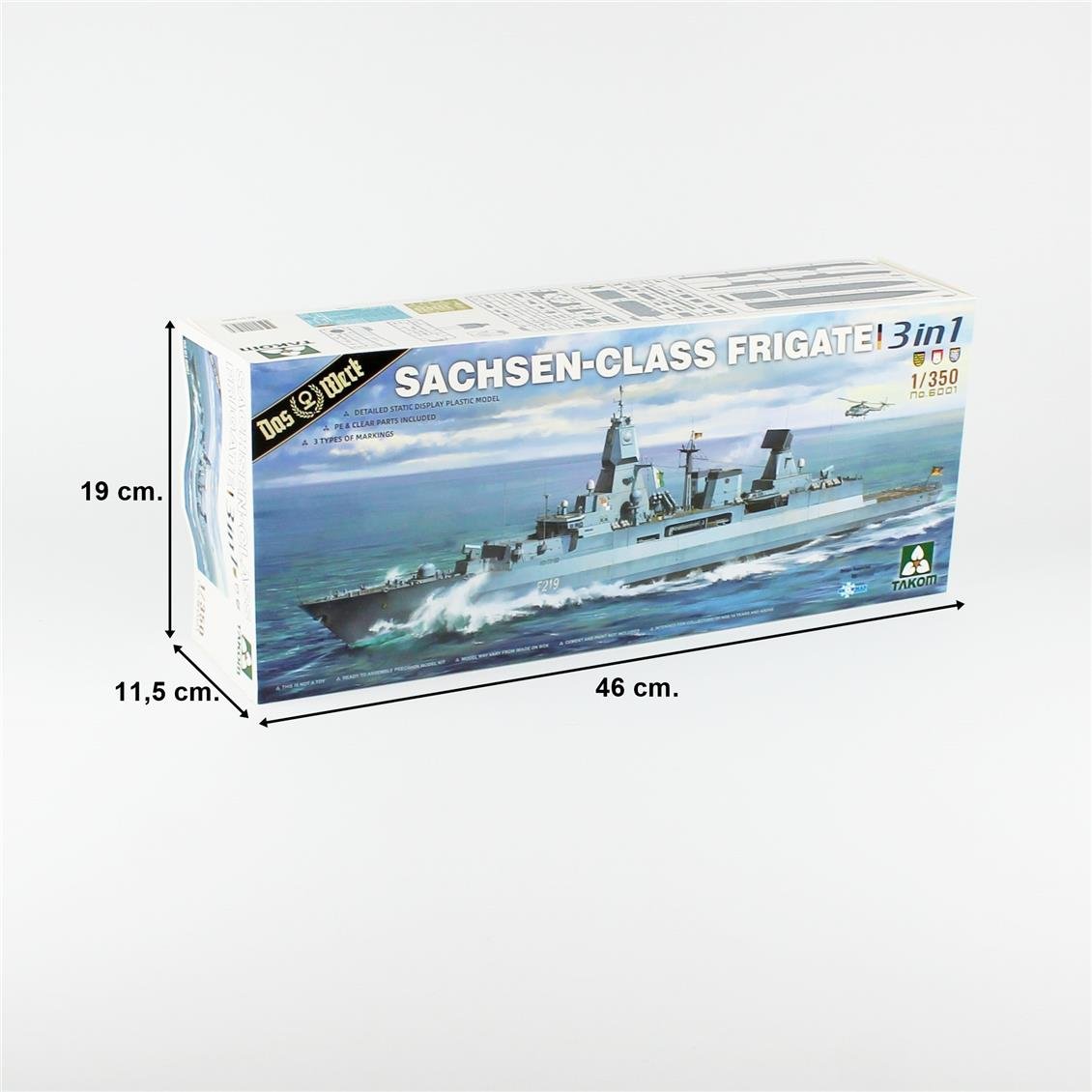 Takom 6001 1/350 Ölçek, Sachsen Sınıfı Fırkateyn (3 in 1), Plastik Model Kiti