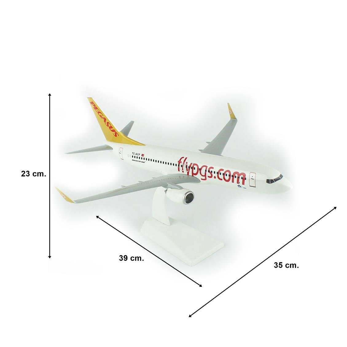 THY032 1/100 Ölçek, Pegasus A320 Yolcu Uçağı, Sergilemeye Hazır Plastik Standlı Model