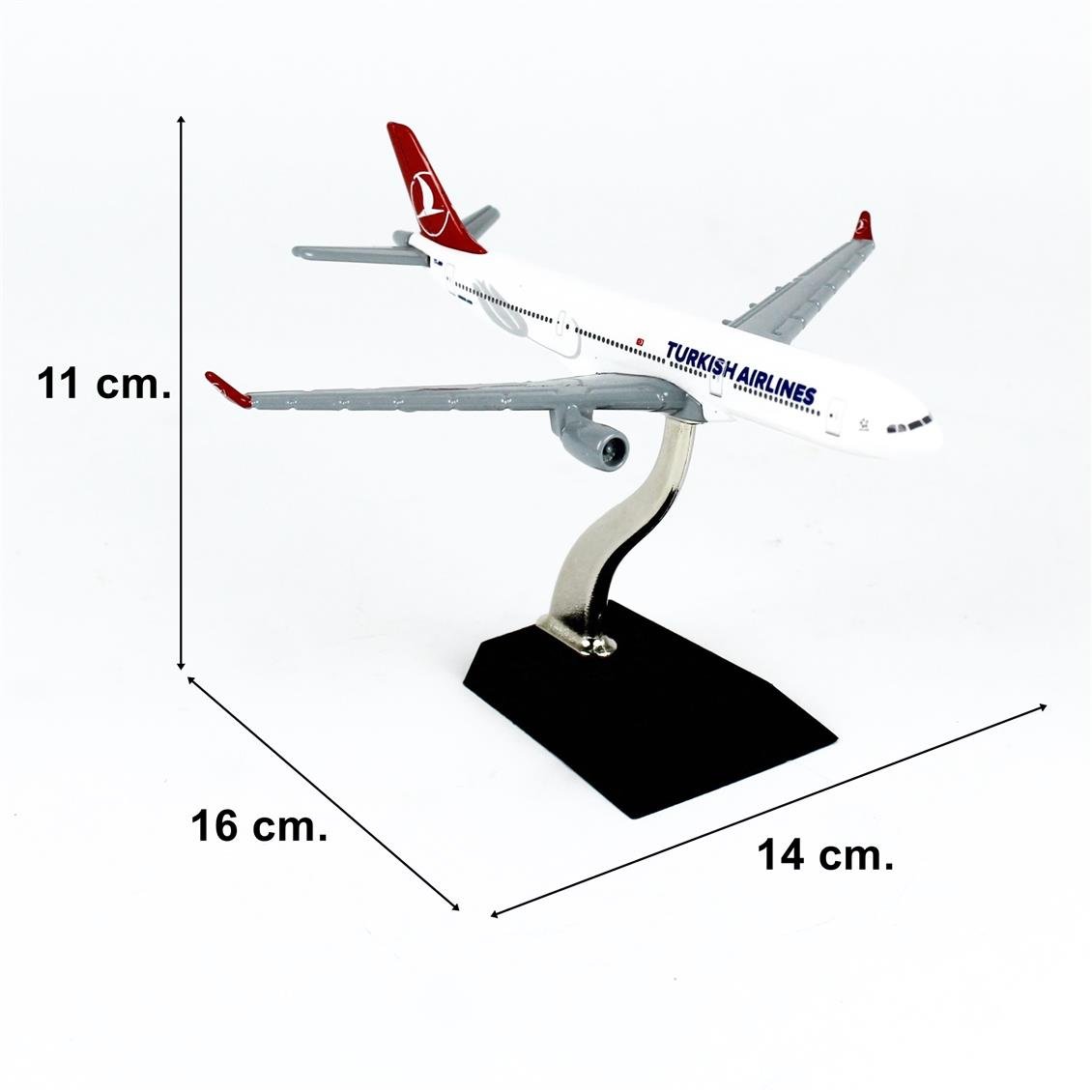THY055 1/250 Ölçek,  Airbus A330-300 , Turkish Airlines Logolu, Metal Yolcu Uçağı, Sergilemeye Hazır Standlı Model