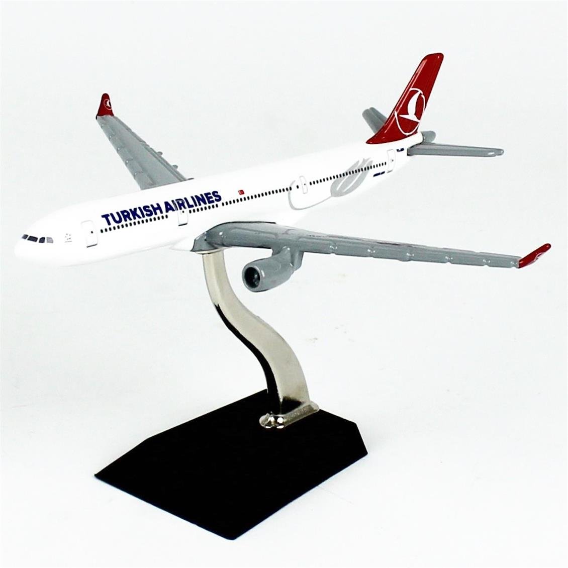THY055 1/250 Ölçek,  Airbus A330-300 , Turkish Airlines Logolu, Metal Yolcu Uçağı, Sergilemeye Hazır Standlı Model