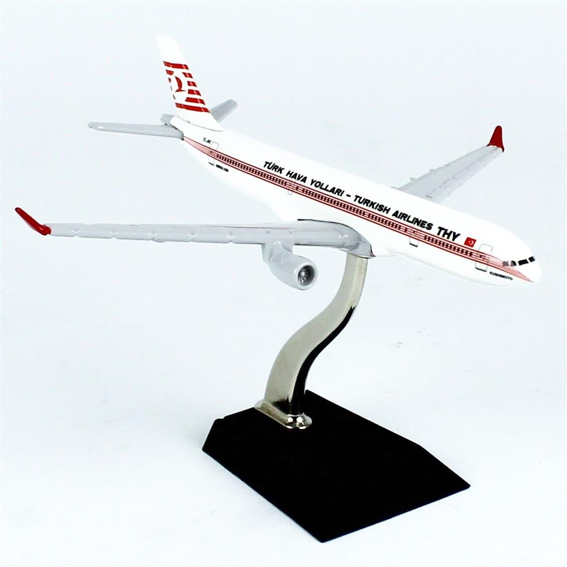 THY057 1/250 Ölçek,  Airbus A330-300, THY Piyama Desenli, Metal Yolcu Uçağı, Sergilemeye Hazır Standlı Model