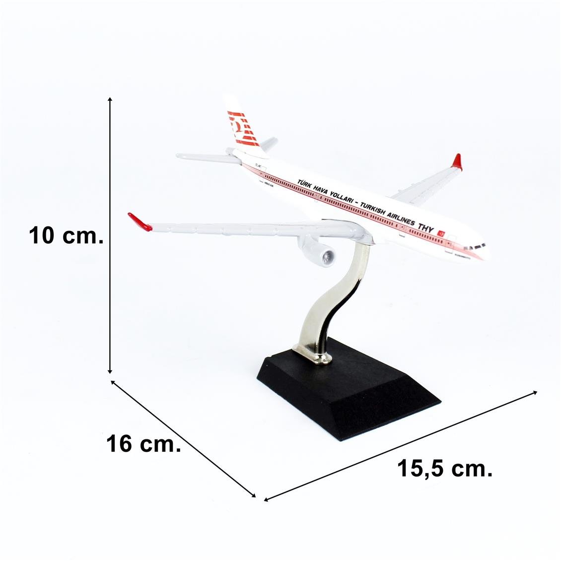 THY057 1/250 Ölçek,  Airbus A330-300, THY Piyama Desenli, Metal Yolcu Uçağı, Sergilemeye Hazır Standlı Model