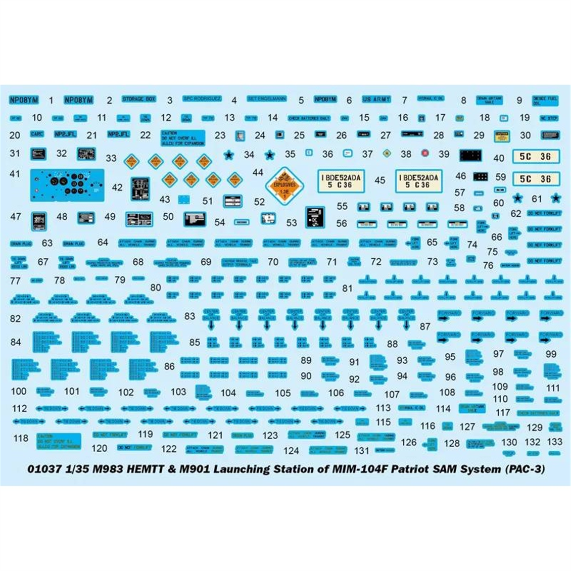 Trumpeter 01037 1/35 Ölçek, M983 HEMTT Çekici ve M901 Fırlatma Rampası ile  MIM-104F Patriot SAM Füze Sistemi, Plastik Model Ki