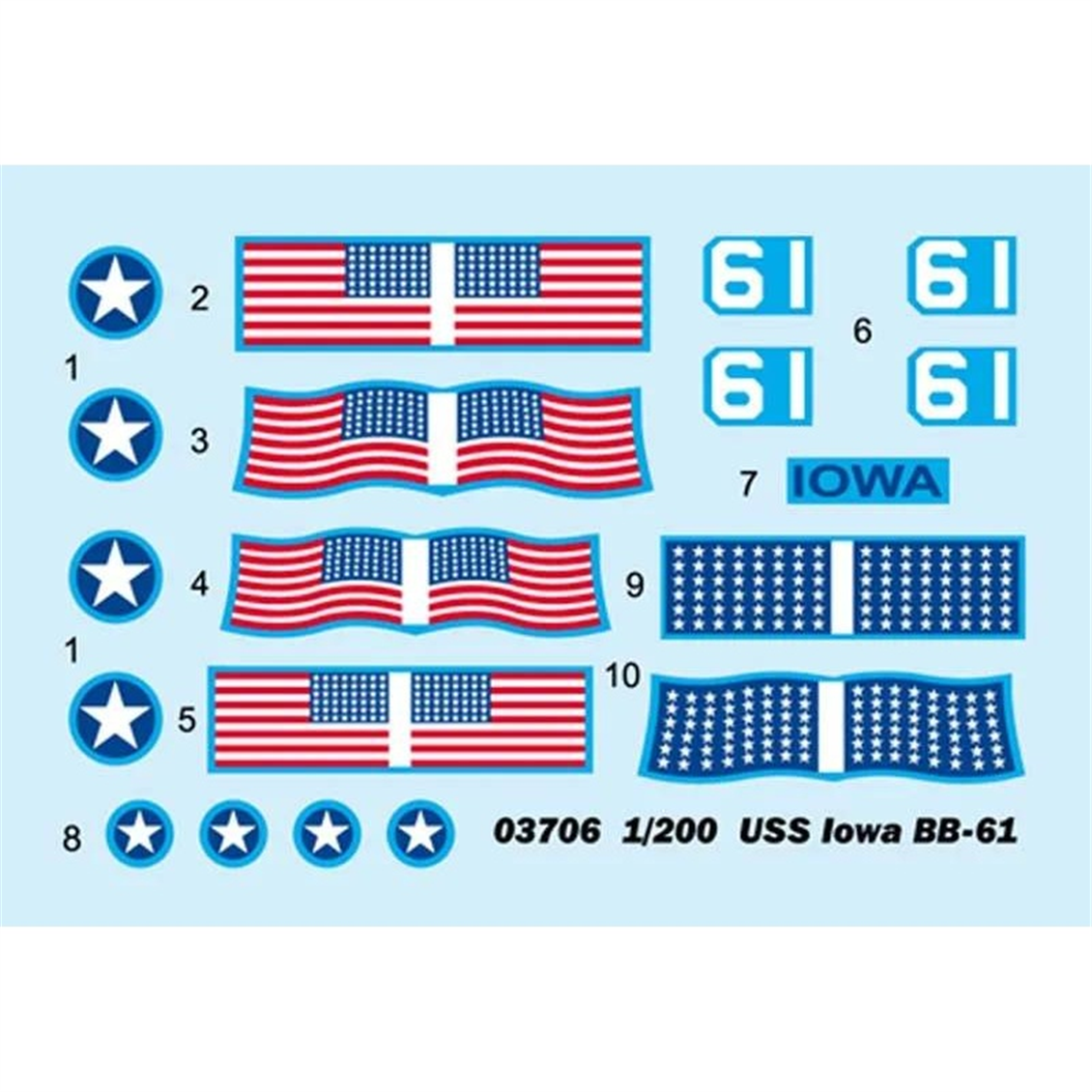 Trumpeter 03706 1/200 Ölçek, Iowa BB-61 Savaş Gemisi, Plastik Model Kiti