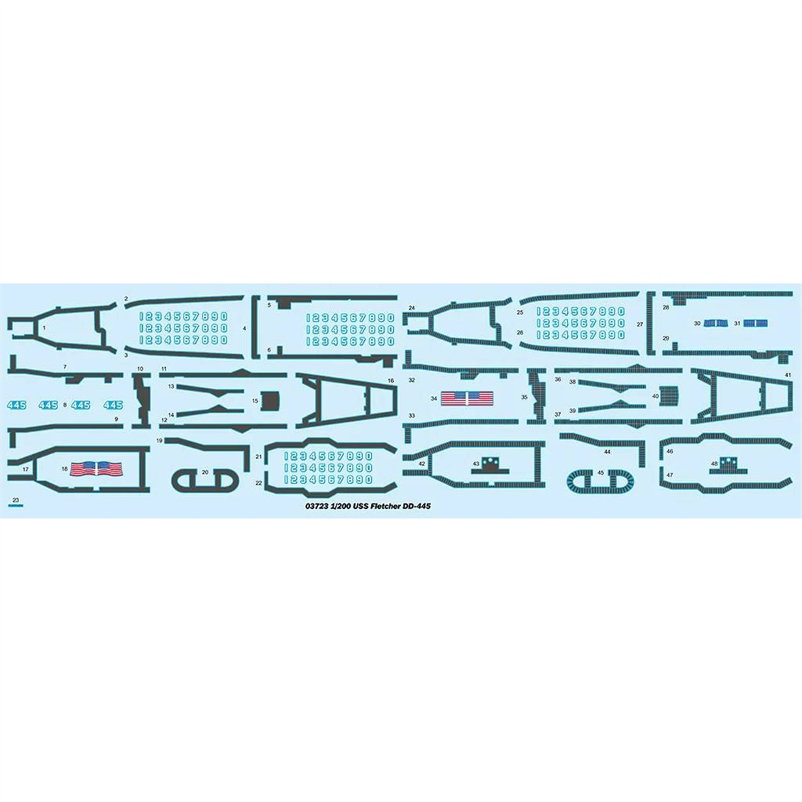 Trumpeter 03723 1/200 Ölçek, USS Fletcher DD-445, Destroyer Plastik Model Kiti
