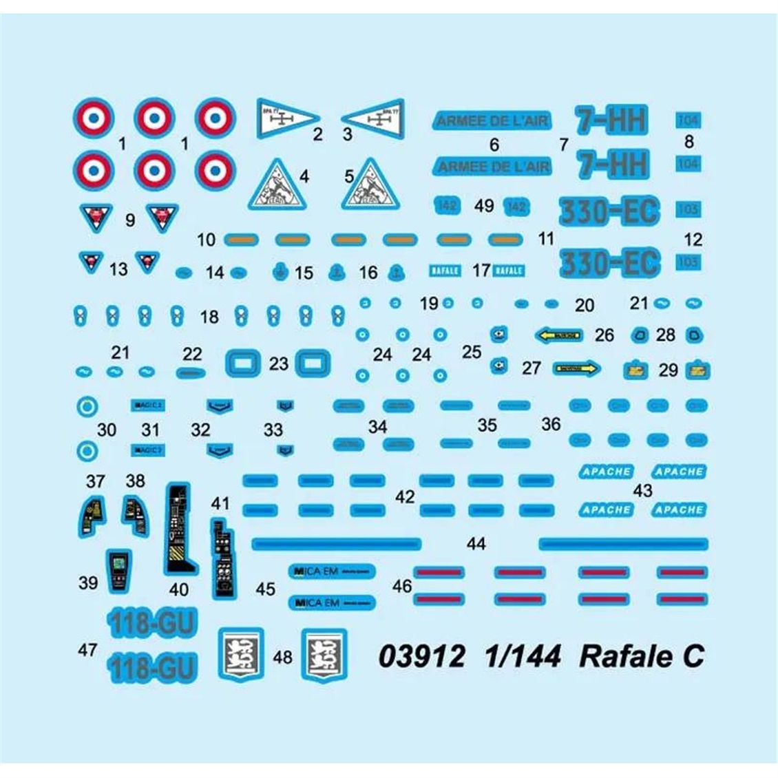 Trumpeter 03912 1/144 Ölçek, Rafale C, Çok Amaçlı Tek Kişilik Savaş Uçağı Plastik Model Kiti