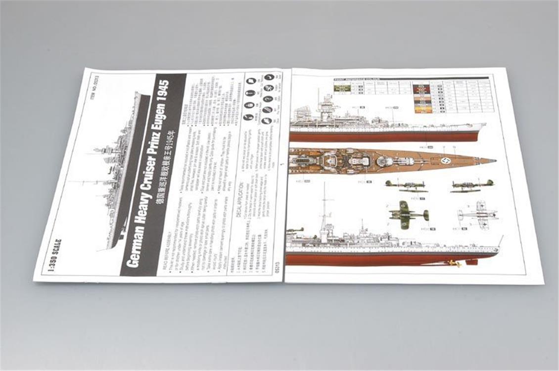 Trumpeter 05313 1/350 Ölçek, Alman Prinz Eugen 1945 Kruvazör, Plastik Model kiti