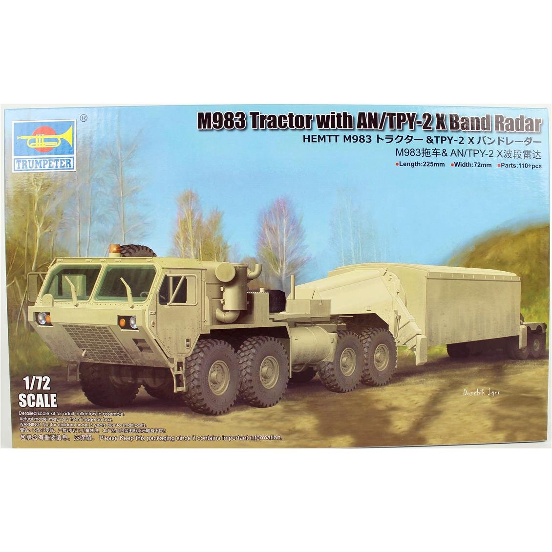 Trumpeter 07177 1/72 Ölçek M983 Çekici ve AN/TPY-2 X Bant Radar Sistemi, Plastik Model Kiti