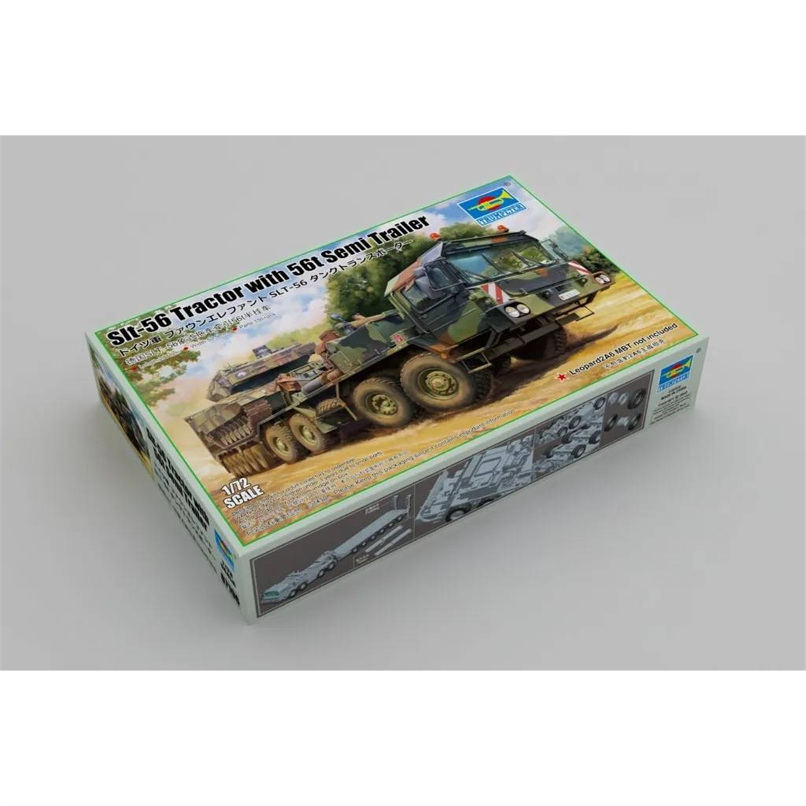 Trumpeter 07196 1/72 Ölçek, Faun SLT-56 Franziska Çekici Kamyon ve 56 ton Tank Taşıyıcı Yarı Römork, Plastik Model Kiti