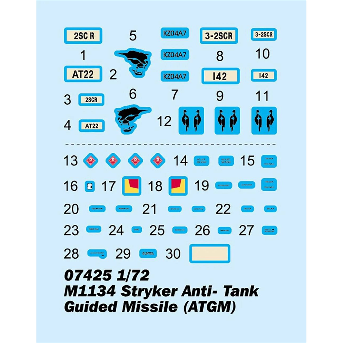 Trumpeter 07425 1/72 Ölçek, M1134 Stryker Tank Savar Güdümlü Füzeli (ATGM) Zırhlı Araç, Plastik Model Kiti