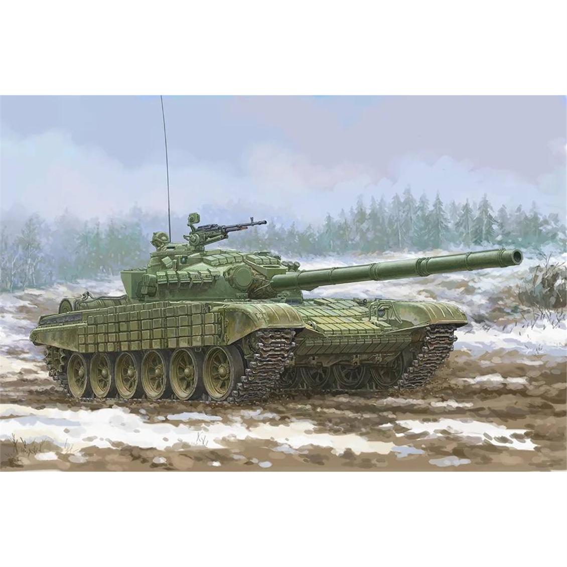 Trumpeter 09602 1/35 Ölçek, Sovyet T-72 Ural Tankı ve Kontakt-1 Reaktif Zırhı (ERA), Plastik Model Kiti