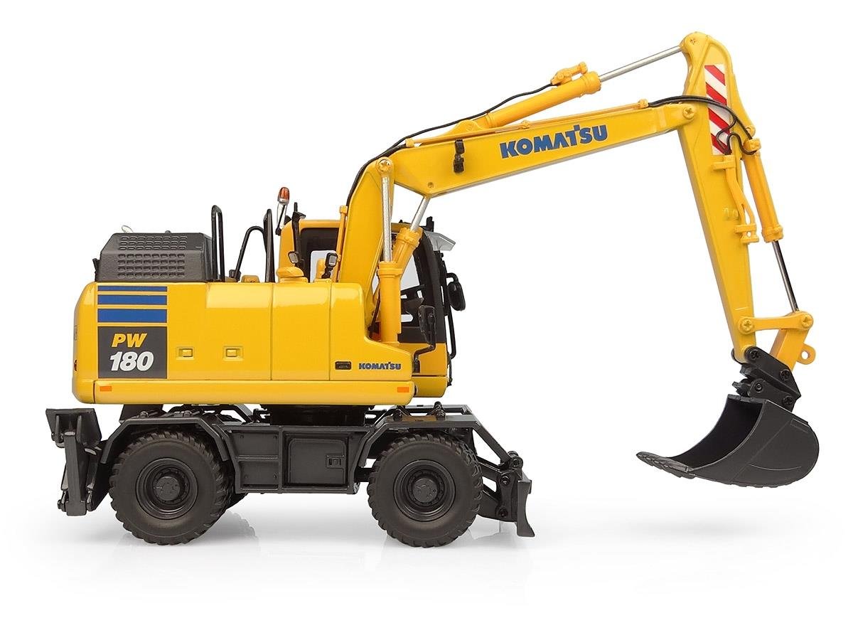 Universal Hobbies UH8162 1/50 Scale, Komatsu PW148-11 Rubber Wheel Bucket Excavator, Ready for Display Agricultural Machinery Model